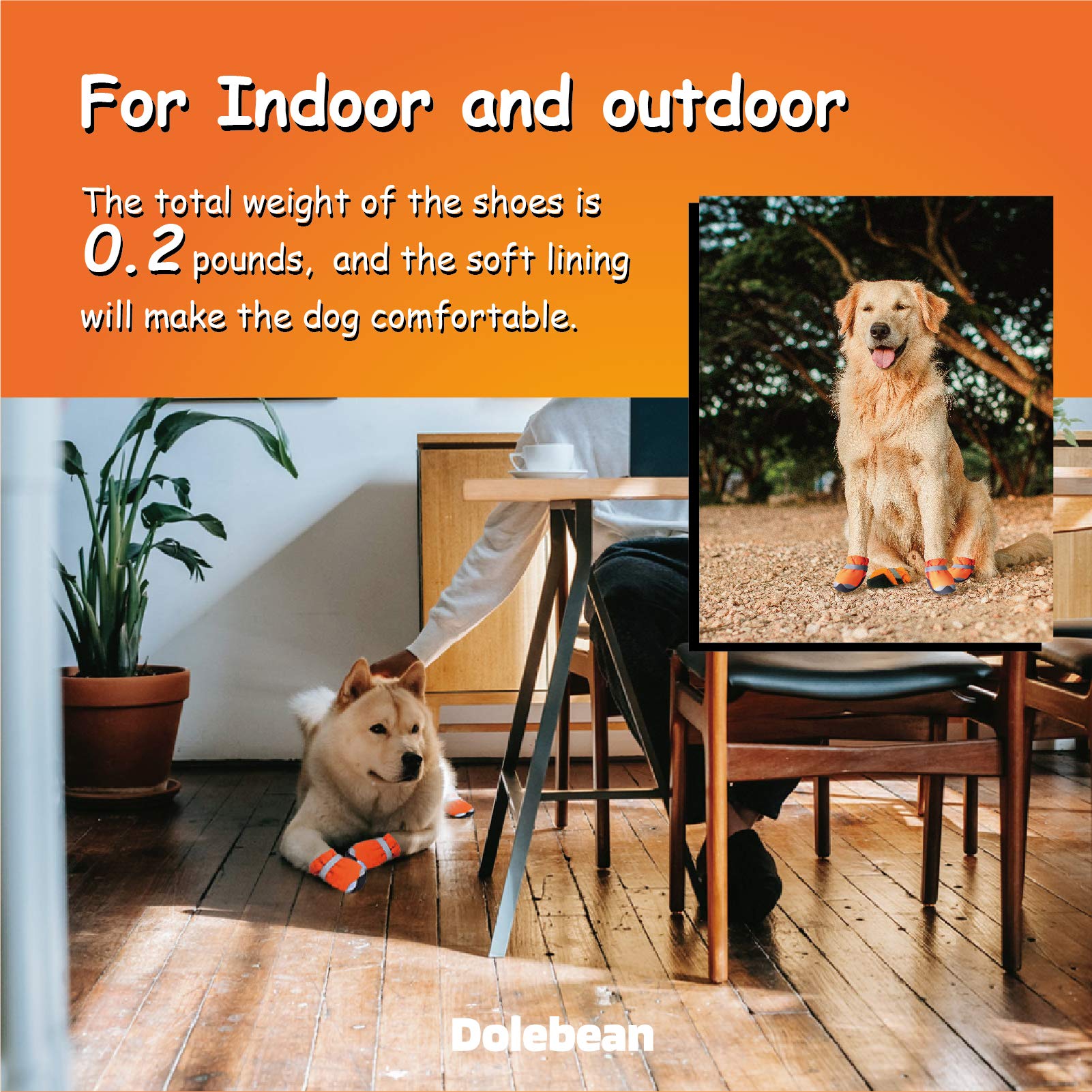 Waterproof Dog Boots for Winter & Snow - Paw Protectors for Large & Medium Dogs - Hiking & Outdoor Adventure - Orange (Set of 3) - Perfect for Snowy Walks, Hiking Trails, and Cold Weather Protection