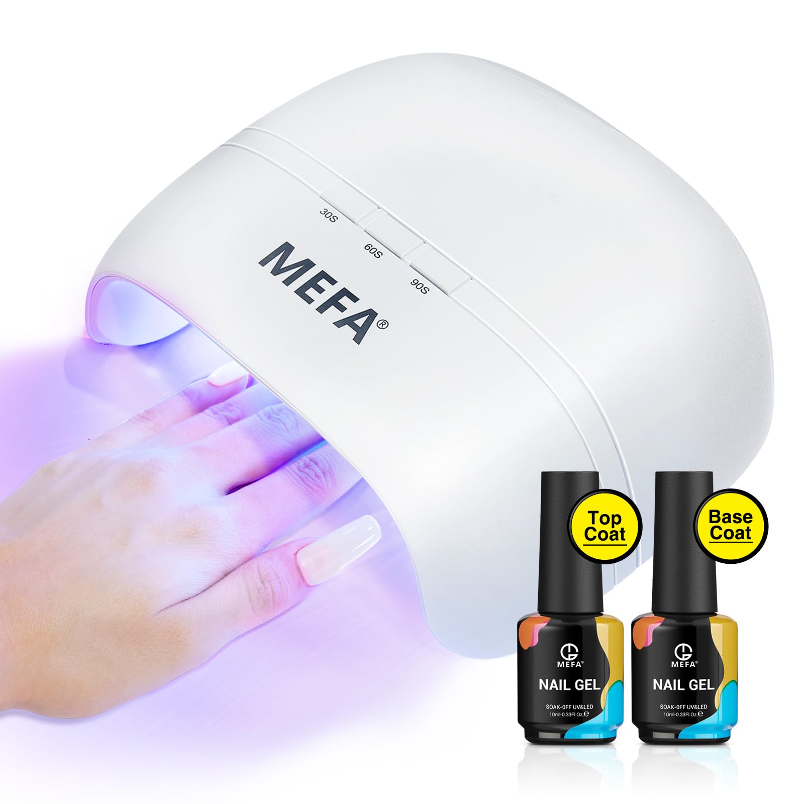 Professional 72W UV LED Nail Lamp with Base & Top Coat - 21 Beads Fast Curing for Gel Polish | Salon & Home Manicure, Pedicure, Nail Art Design & DIY Nail Care