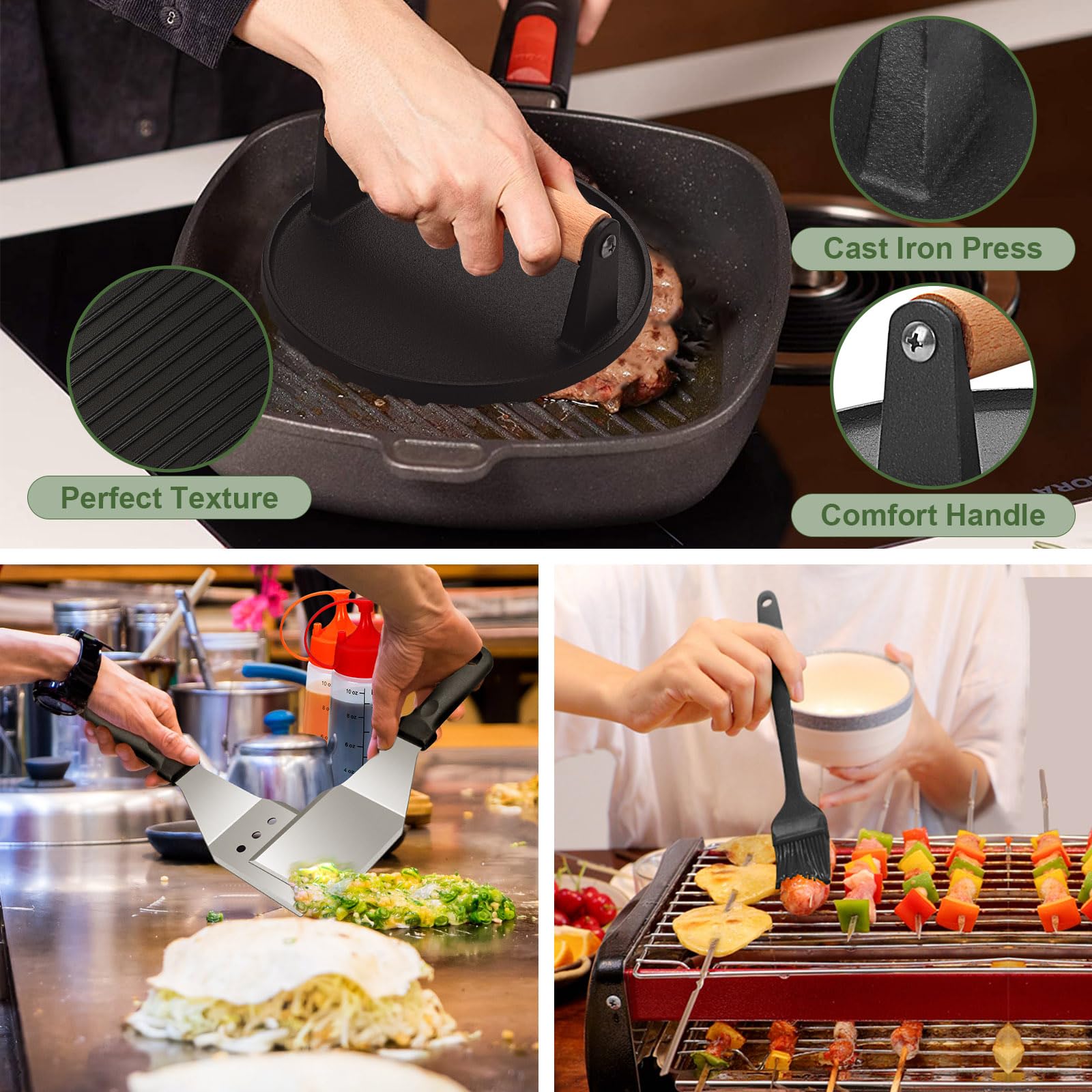 **30-Piece Griddle Accessories Set for Blackstone & Camp Chef Flat Top Grills – Heavy Duty Grill Spatulas, Basting Cover, Scraper – Perfect for Outdoor BBQ, Backyard Cooking & Camping**