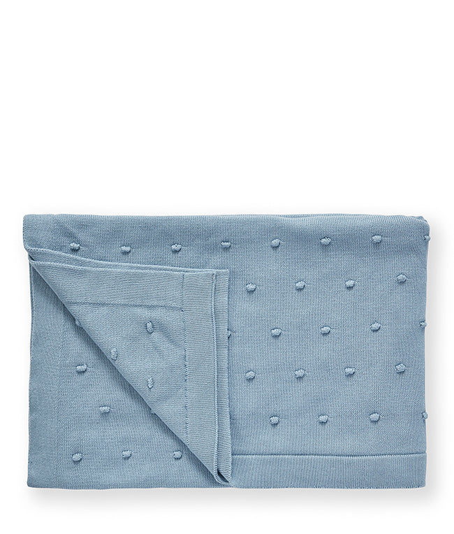 Personalized Baby Blanket - Soft Bobble Blue Knit Blanket for Newborns | Perfect for Nursery, Swaddling & Photo Props