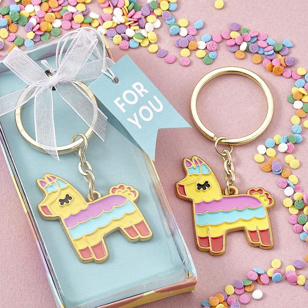 FASHIONCRAFT 8399 Gold Llama Metal Keychain - Pack of 40, Fiesta Party Favors, Bulk Keychains for Birthday Celebrations, Baby Showers & Themed Events