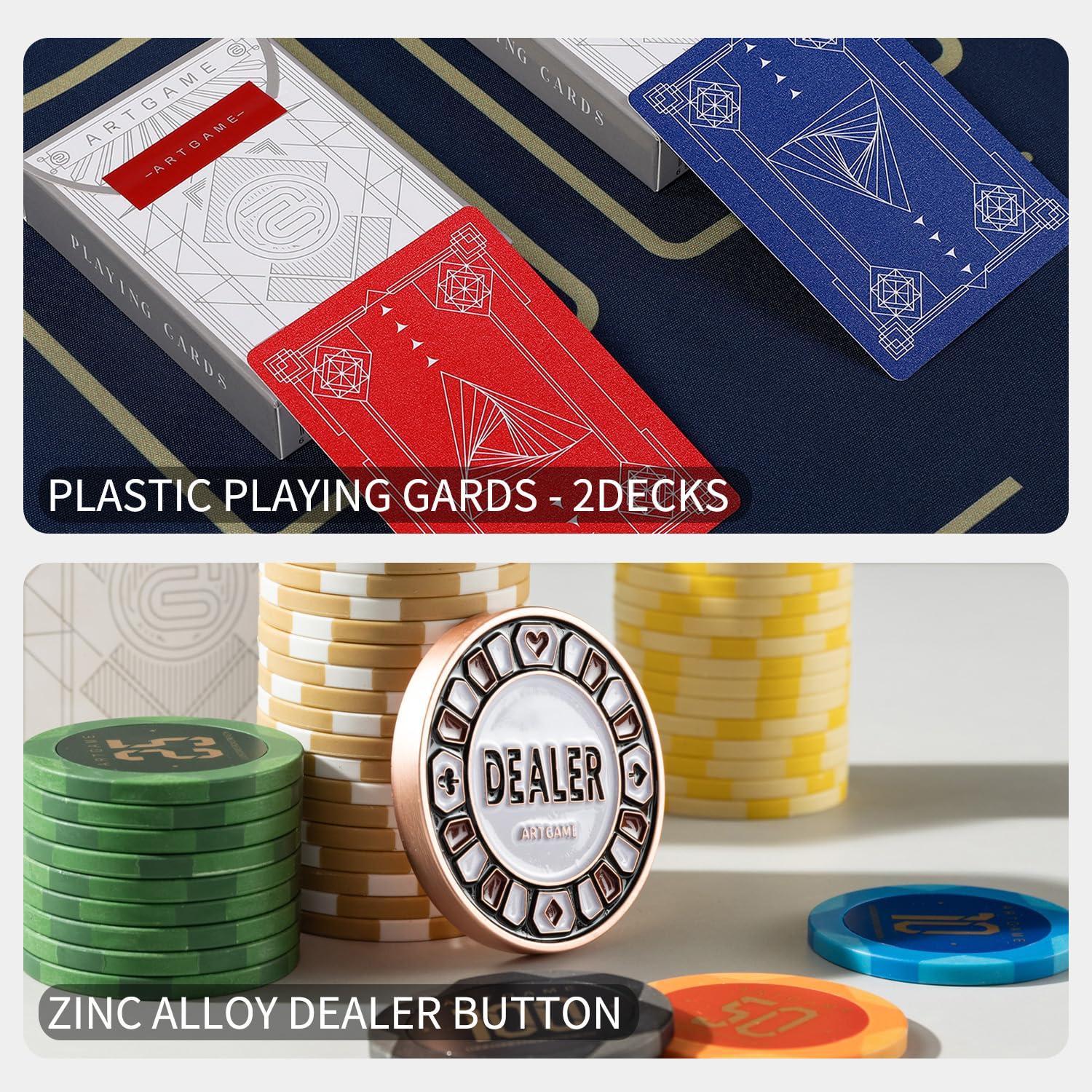 ARTGAME 500-Piece 14g Clay Poker Chips Set with Numbered Values & Carrying Case - Vibrant Colors for Easy Texas Hold'em Gameplay - Perfect Gift for Poker Enthusiasts (Casino Night, Home Games, Poker Tournaments)