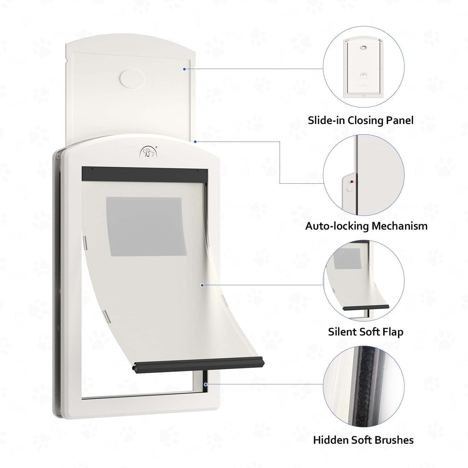 Heavy Duty Large Dog Door with Sliding Lock Panel & Magnetic Flap - White Frame Pet Door for Big Dogs & Medium Pets - Indoor/Outdoor Use for Patio, Garage & Backyard Access