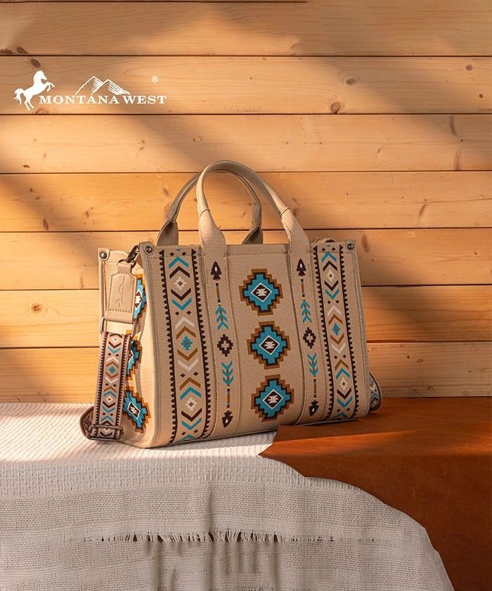 Montana West Aztec Retro Arrows Print Dual Sided Large Tote Bag for Women - Stylish Beach Tote, Work Bag & Everyday Carry Purse