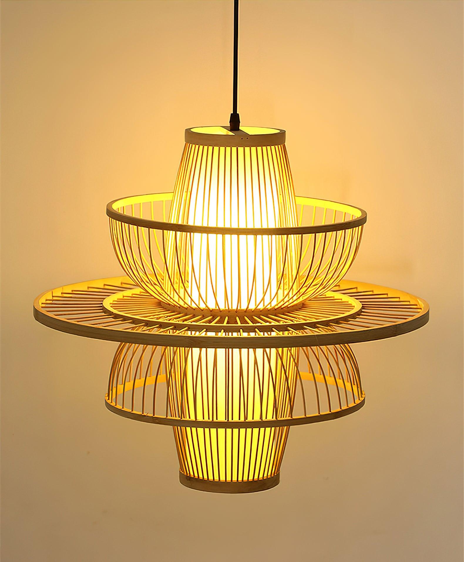 Handmade Sigyn Bamboo Pendant Light - Natural Eco-Friendly Hanging Lamp for Living Room, Bedroom, or Dining Room Decoration