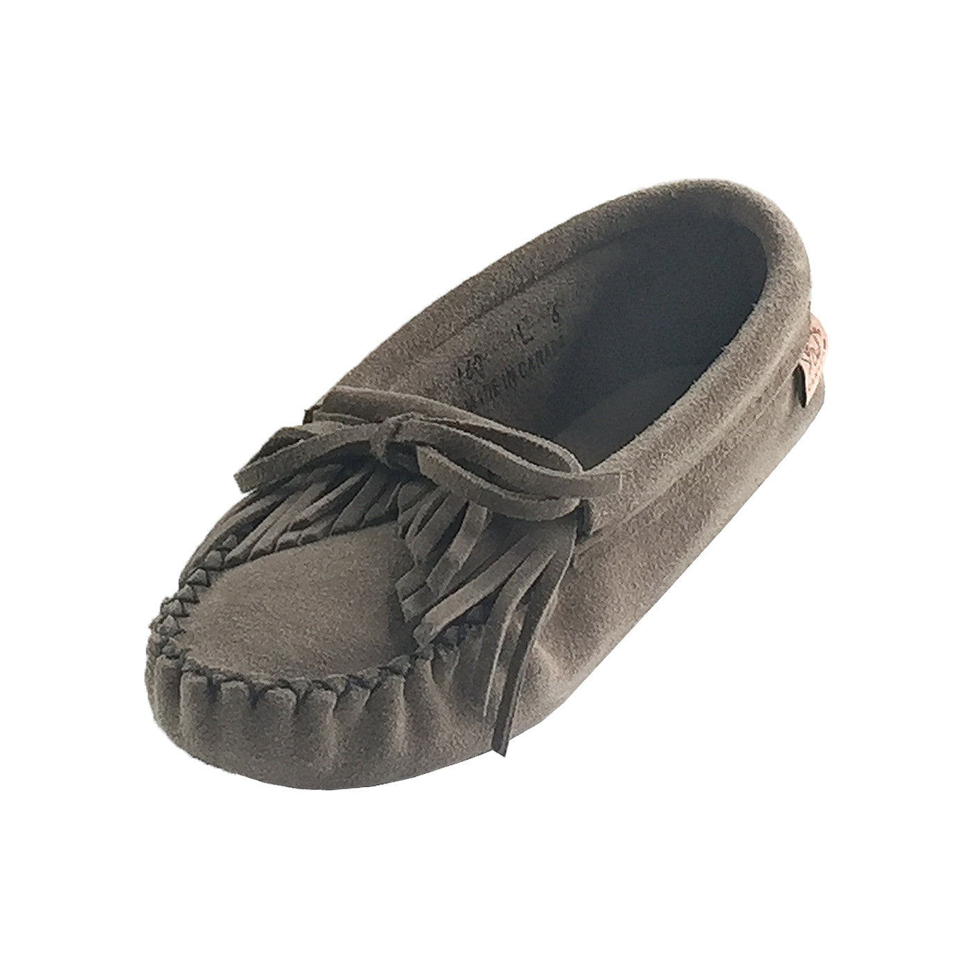 Women's Soft Sole Gray Suede Moccasins with Fringe - Comfortable Slip-On Shoes for Casual Wear, Home & Outdoor Use