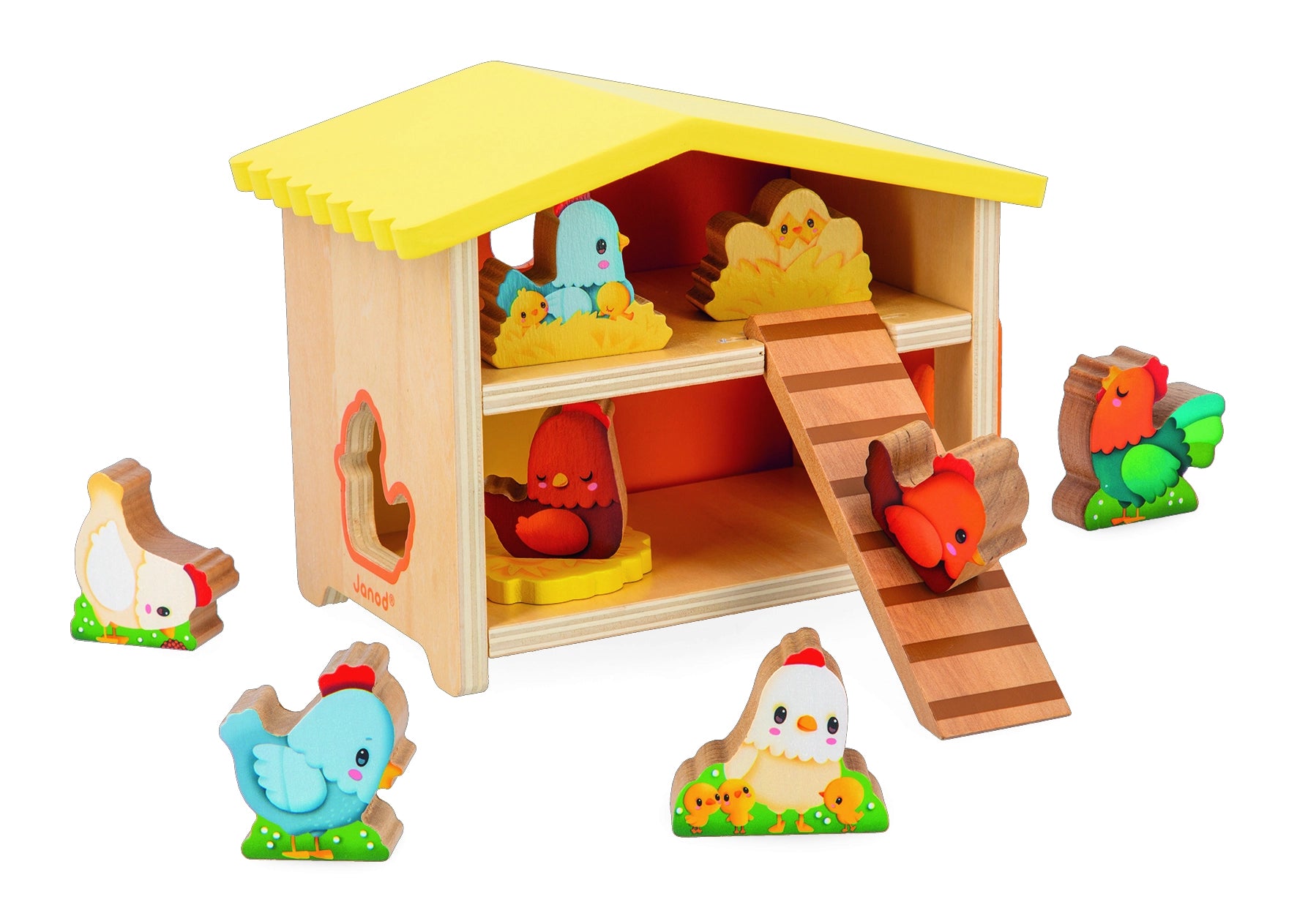 My First Henhouse Wooden Farm Toy Set - 10 Piece Wooden Animal Playset for Kids, Pretend Play & Early Learning | Perfect for Farm-Themed Playrooms & Preschool Activities