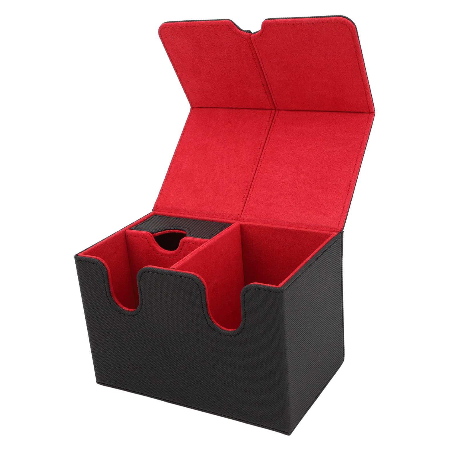 Premium PU Leather Trading Card Storage Box - Holds 160+ Magic, Commander & Sports Cards with Secure Magnetic Closure (Black/Red) - Perfect for MTG, Pokémon & Collectible Card Game Organization & Protection