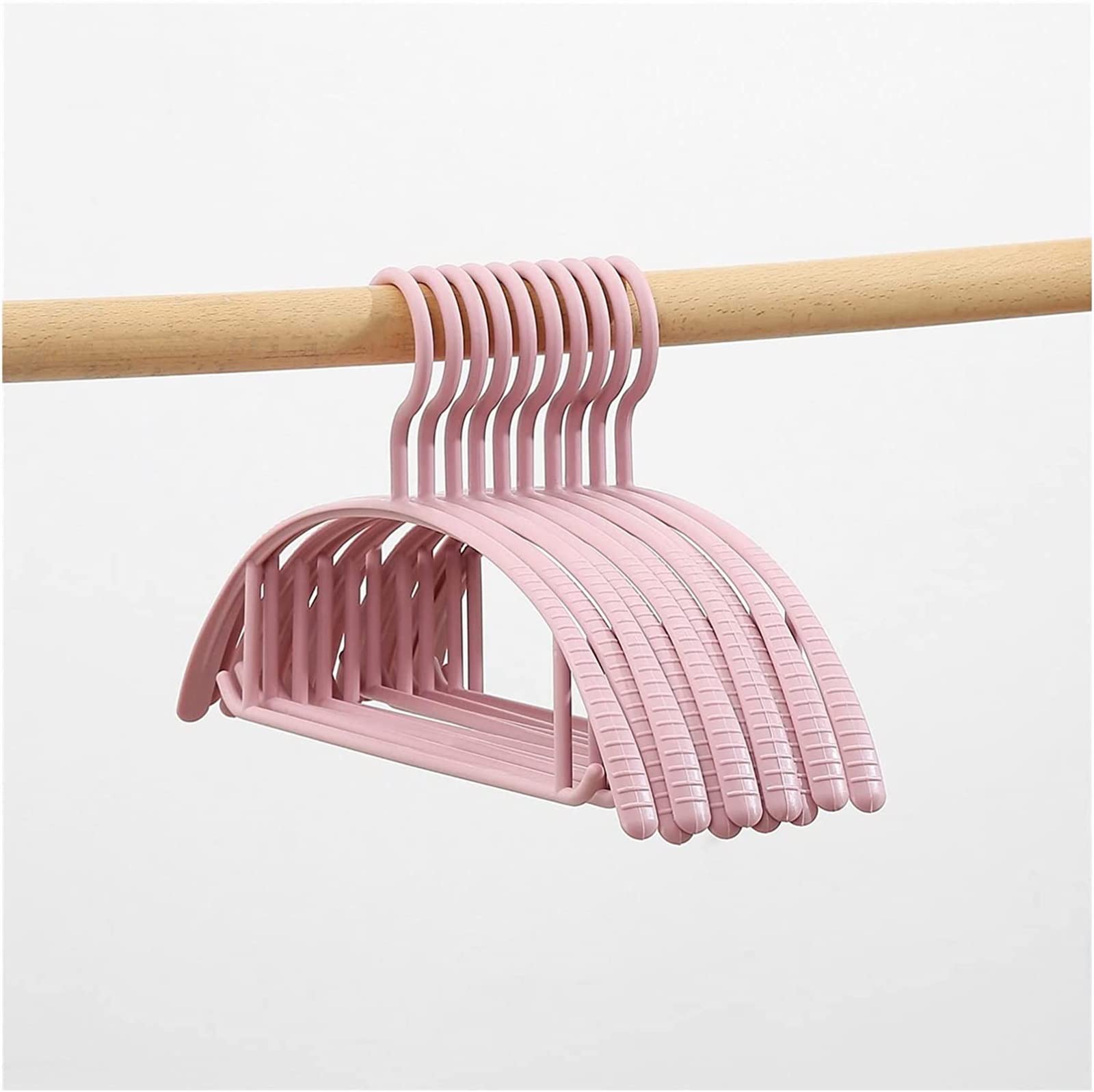 Pink Plastic Clothes Hangers & Drying Rack Set - 10pcs Space-Saving Hangers for Adult Clothing Storage - Perfect for Closet Organization & Laundry Room Drying