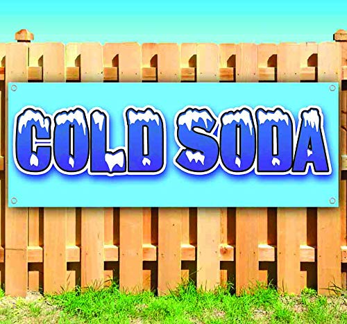 13 oz Heavy-Duty Vinyl Cold Soda Banner with Metal Grommets - Single-Sided Durable Non-Fabric Sign for Bars, Restaurants & Outdoor Events