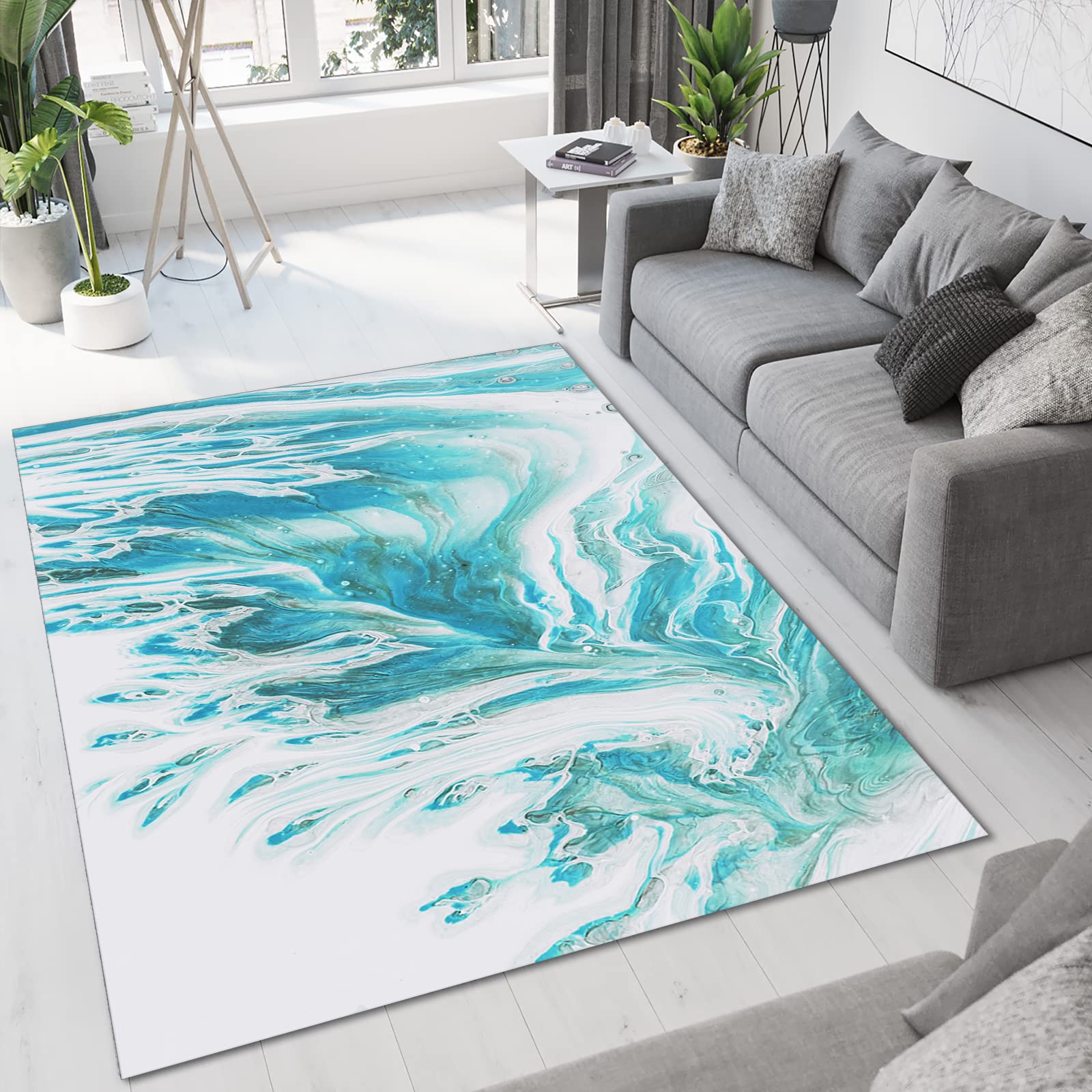 Modern Abstract Spray Print Area Rug - Machine Washable, Lightweight & Eco-Friendly - Soft Comfortable Indoor Rug for Bedroom, Living Room, Study & Playroom - Perfect for Home Decor & Cozy Spaces (6x8 Feet)