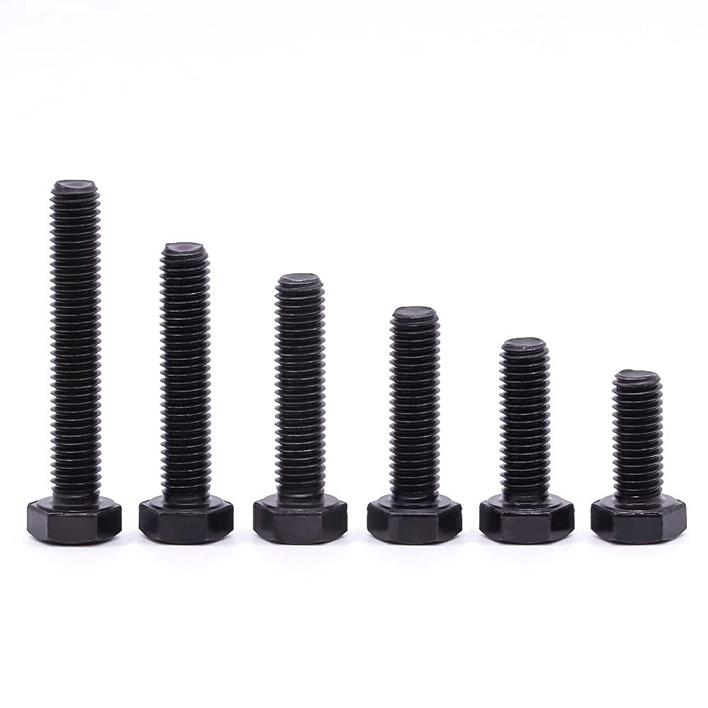 M10-1.5 x 35mm Hex Bolts - 12.9 Grade Alloy Steel, Black Oxide Finish, Full Thread Coarse UNC - 10PCS for Automotive, Machinery & DIY Projects