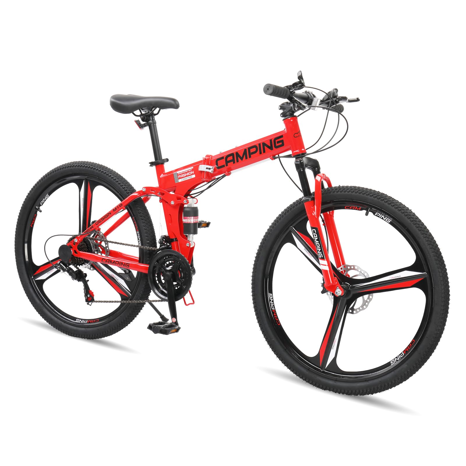 Ktaxon 26 Inch Foldable Mountain Bike for Adults - 21-Speed, Dual Disc Brakes, Shock Absorption, Ergonomic Seat - Perfect for Commuting, Trail Riding & Outdoor Adventures