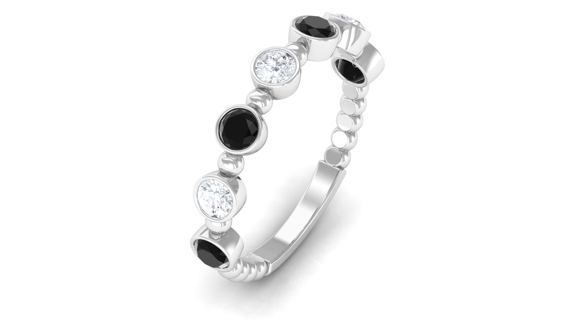 1 CT Lab-Created Black Diamond & Moissanite Ring - Certified 14K Solid Gold Half Eternity Band for Women - Perfect for Weddings, Anniversaries & Special Occasions
