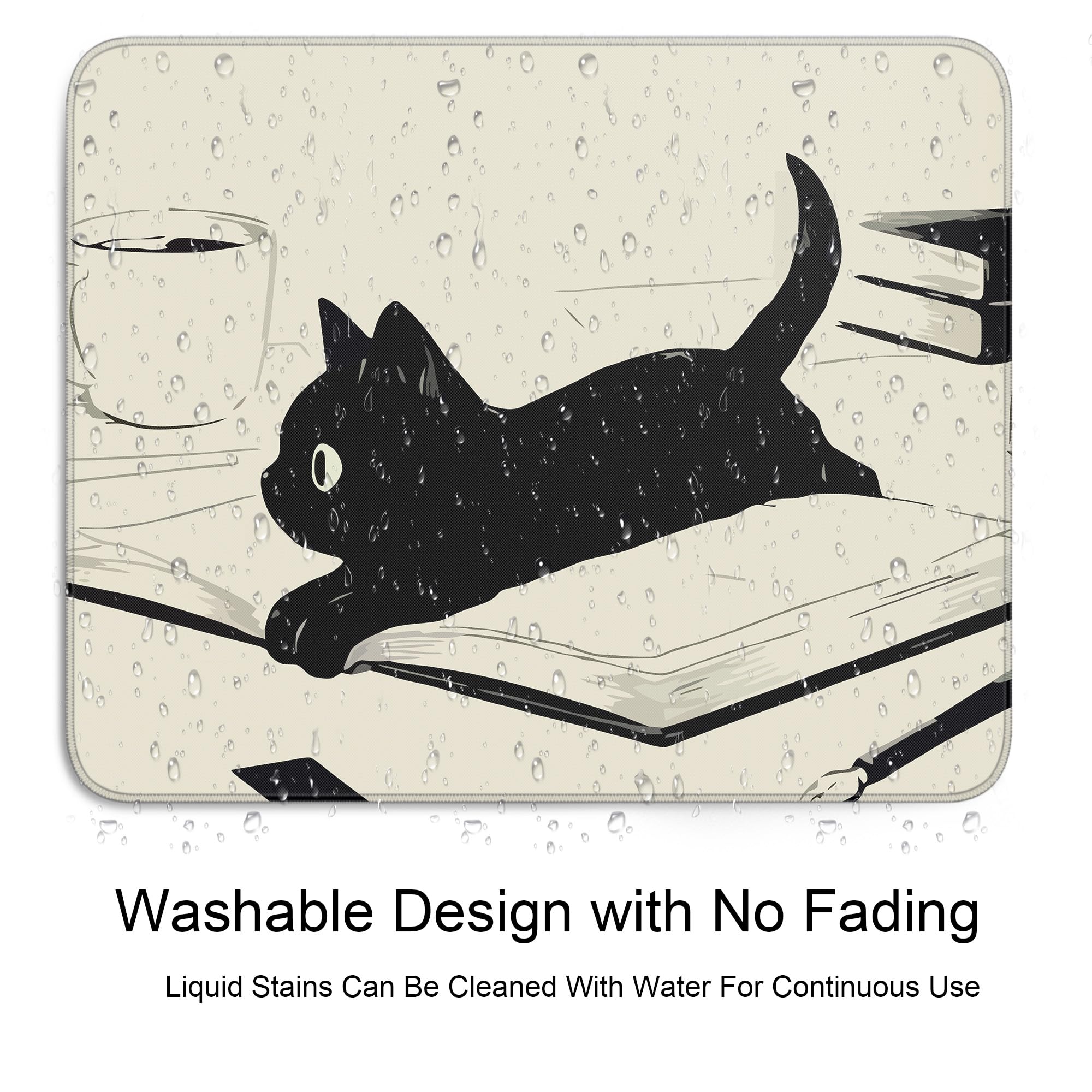 Adorable Black Cat Mouse Pad - Kawaii Anime Cat Design for Wireless Mouse, 10