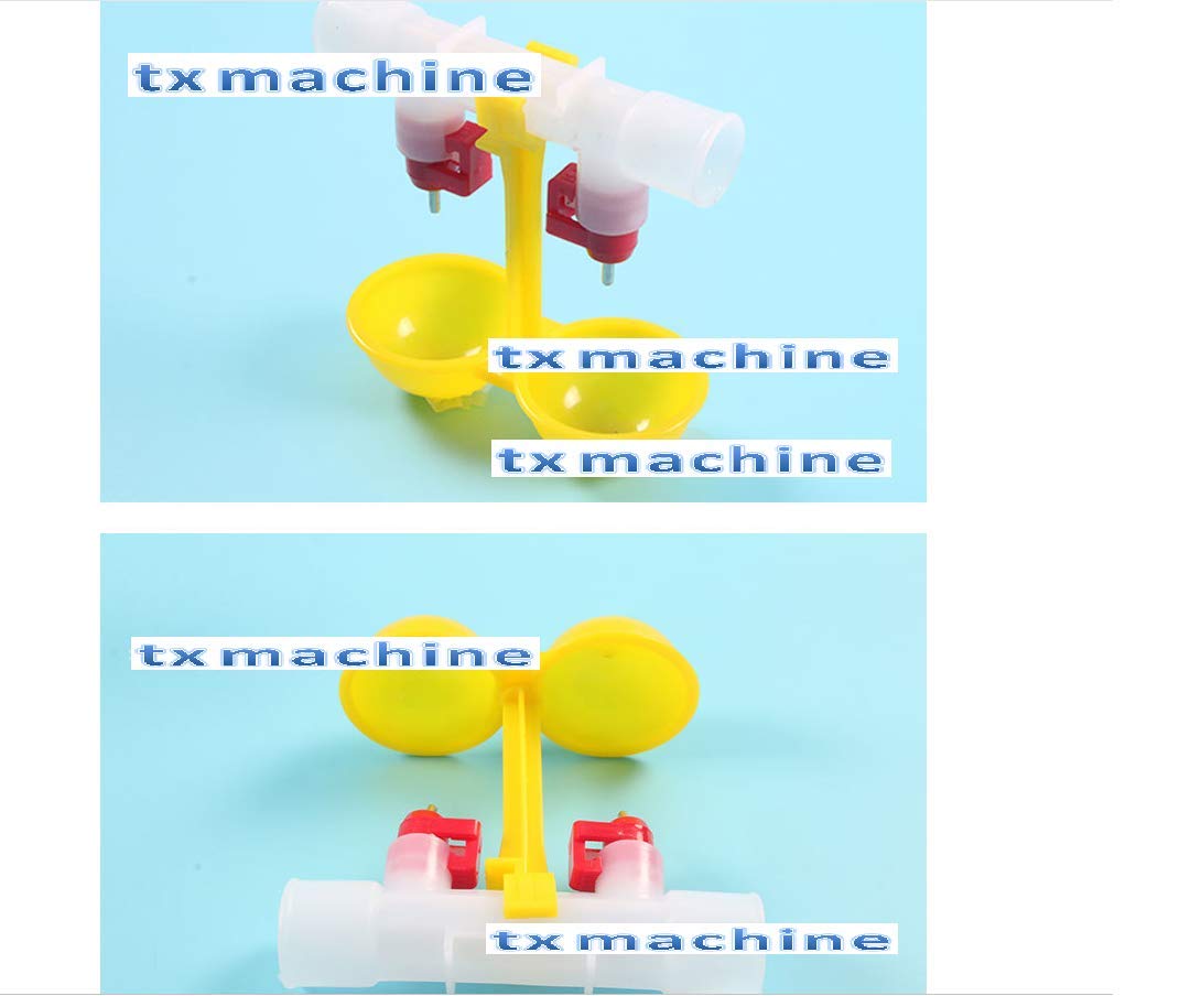 Stainless Steel T-Ball Poultry Drinker for Chickens & Ducks - Double Nipple Waterer with Hanging Cups (10 Pack, 20mm/0.78