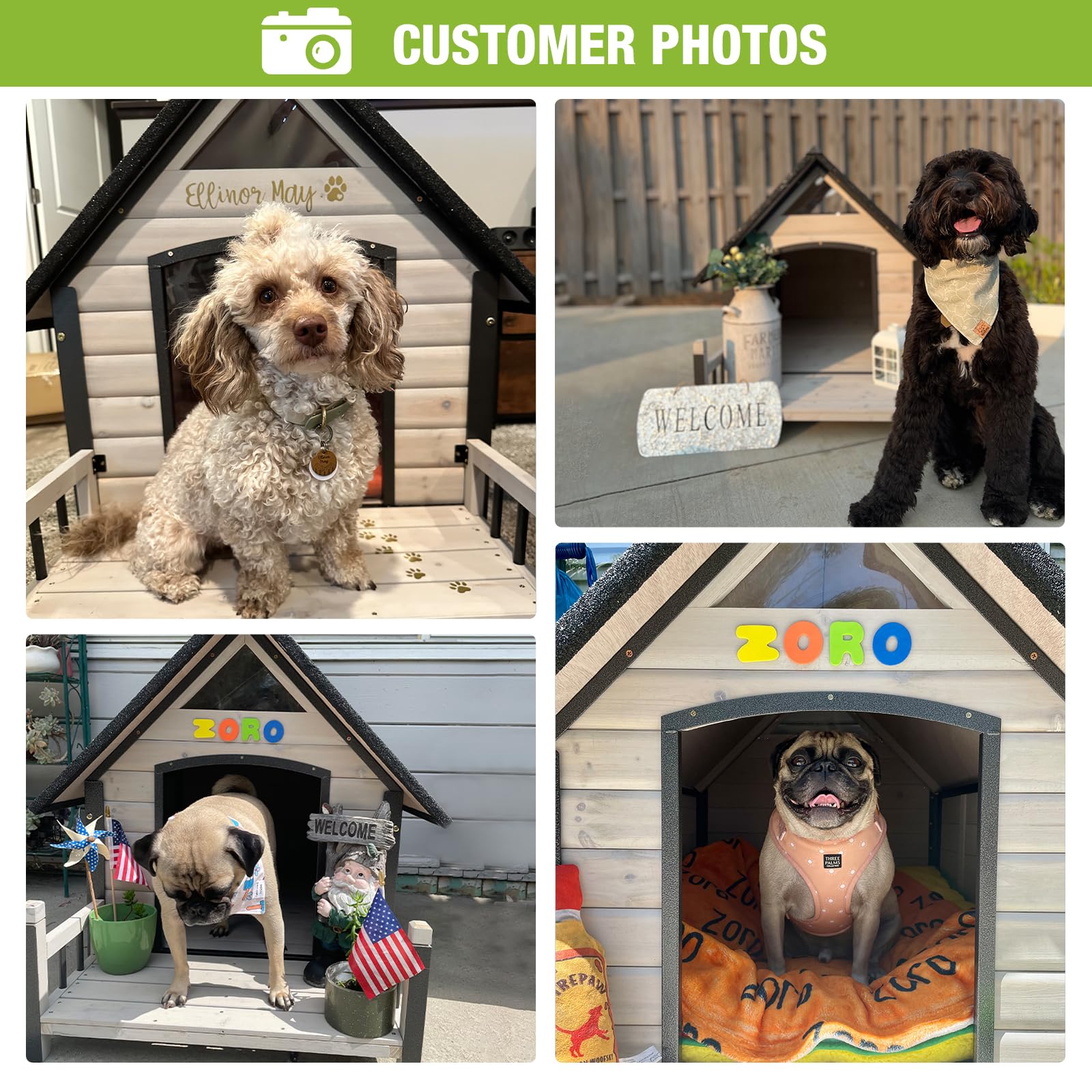 Upgraded Outdoor Dog House with Iron Frame - Chew-Proof Dog Cage for Small, Medium & Large Dogs - Raised Floor & Custom Plastic Feet Pads - Perfect for Backyard, Patio & Kennel Use