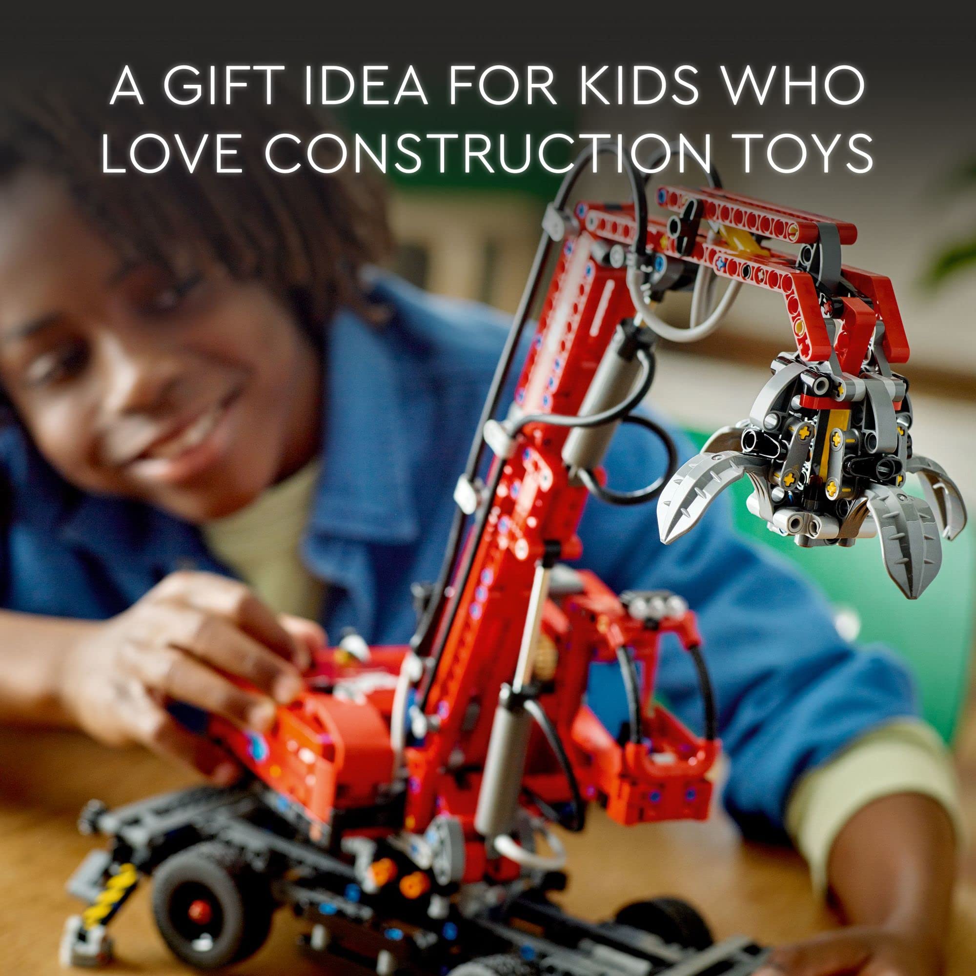LEGO Technic Material Handler Crane 42144 Building Kit for Kids Ages 10+ | 835-Piece Construction Toy with Pneumatic Functions | Perfect Gift for Young Engineers & Construction Enthusiasts | Great for STEM Learning & Creative Play