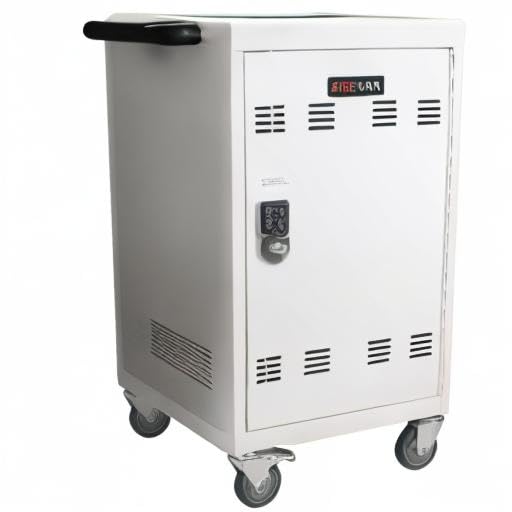 32-Port Mobile Charging Cart with Password Lock - Secure Charging Station for iPads, Chromebooks & Laptops - Lockable Front/Back Doors & Surge Protection - Ideal for Schools, Offices & Libraries