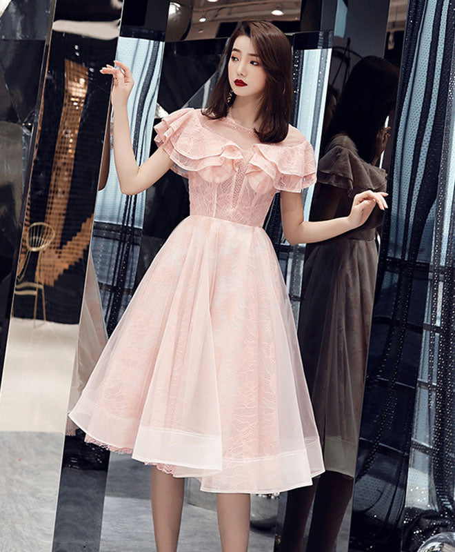 Elegant Pink Tulle Lace Short Prom Dress for Homecoming - Perfect for Parties, Dances & Special Occasions