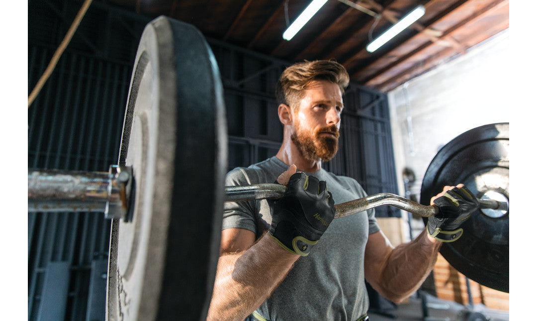 Harbinger Men's FlexFit® Weightlifting Gloves - Green - Gym, CrossFit & Workout Training Gloves for Enhanced Grip & Comfort