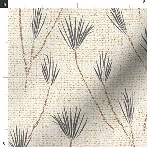 Neutral Palm Desert Boho Woven Cactus Botanical Printed Minky Fabric by The Yard - Earth Tone Woven Look Fabric for Sewing Baby Blankets, Quilt Backing & Plush Projects - Soft DIY Home Decor & Nursery Textiles