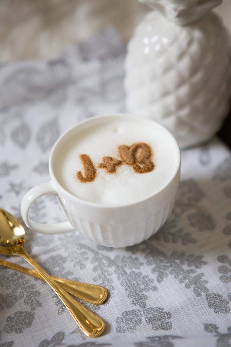 Custom Coffee Stencils for Latte Art - Perfect Gift for Coffee Lovers, Wedding Favors & Coffee Shop Merchandise - Great for Home Baristas & Stocking Stuffers