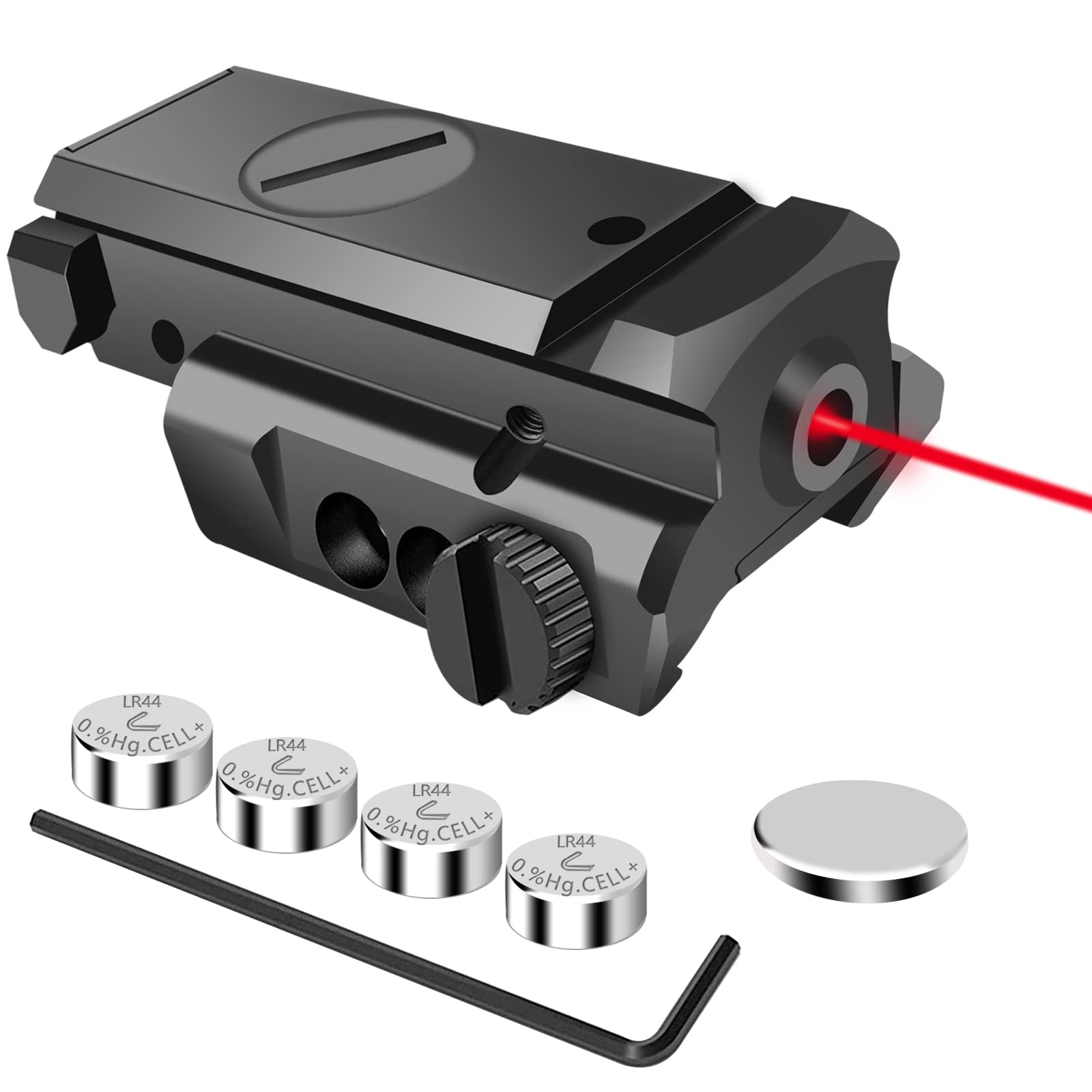 Compact Shockproof Red Dot Laser Sight with Picatinny/Weaver Rail for Pistols, Handguns & Rifles - Includes 2 Sets Button Batteries | Ideal for Hunting, Tactical Shooting & Home Defense
