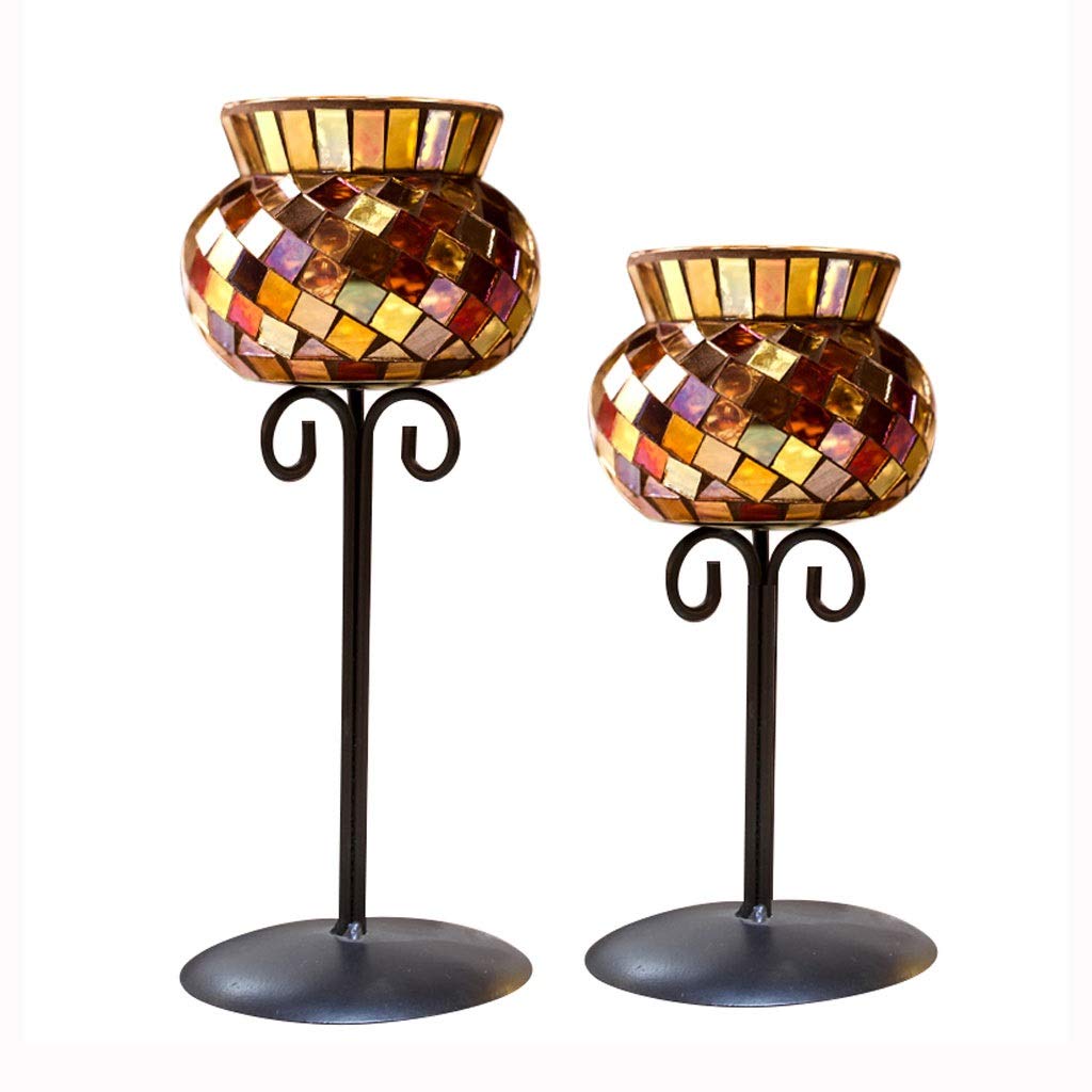2-Piece Metal & Glass Candle Holder Set - Elegant Wedding & Dining Table Centerpiece, Decorative Candlestick for Home Decor, Romantic Gifts - Perfect for Weddings, Anniversaries & Dinner Parties