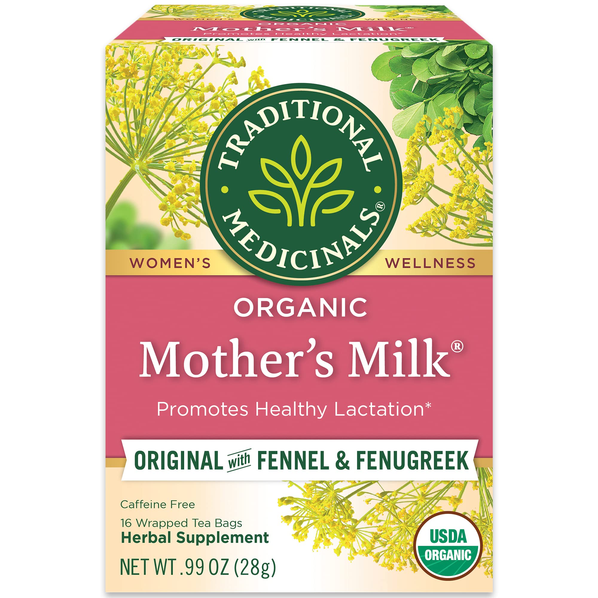 Organic Mother's Milk Tea by Traditional Medicinals - Lactation Support for Breastfeeding Moms with Spearmint - 16 Herbal Tea Bags - Perfect for Postpartum Wellness & Nursing Comfort