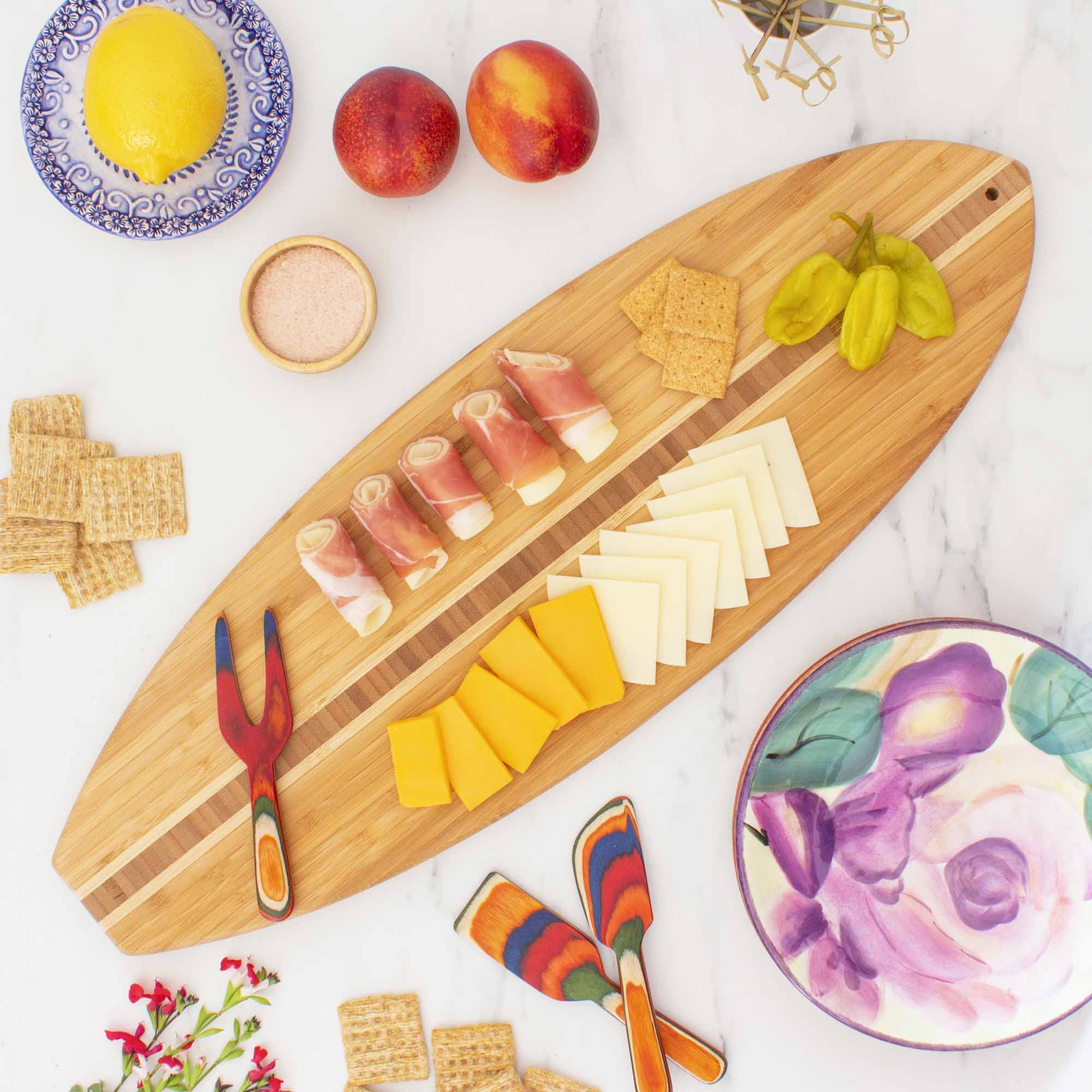 Premium Surfboard-Shaped Bamboo Cutting Board - 23