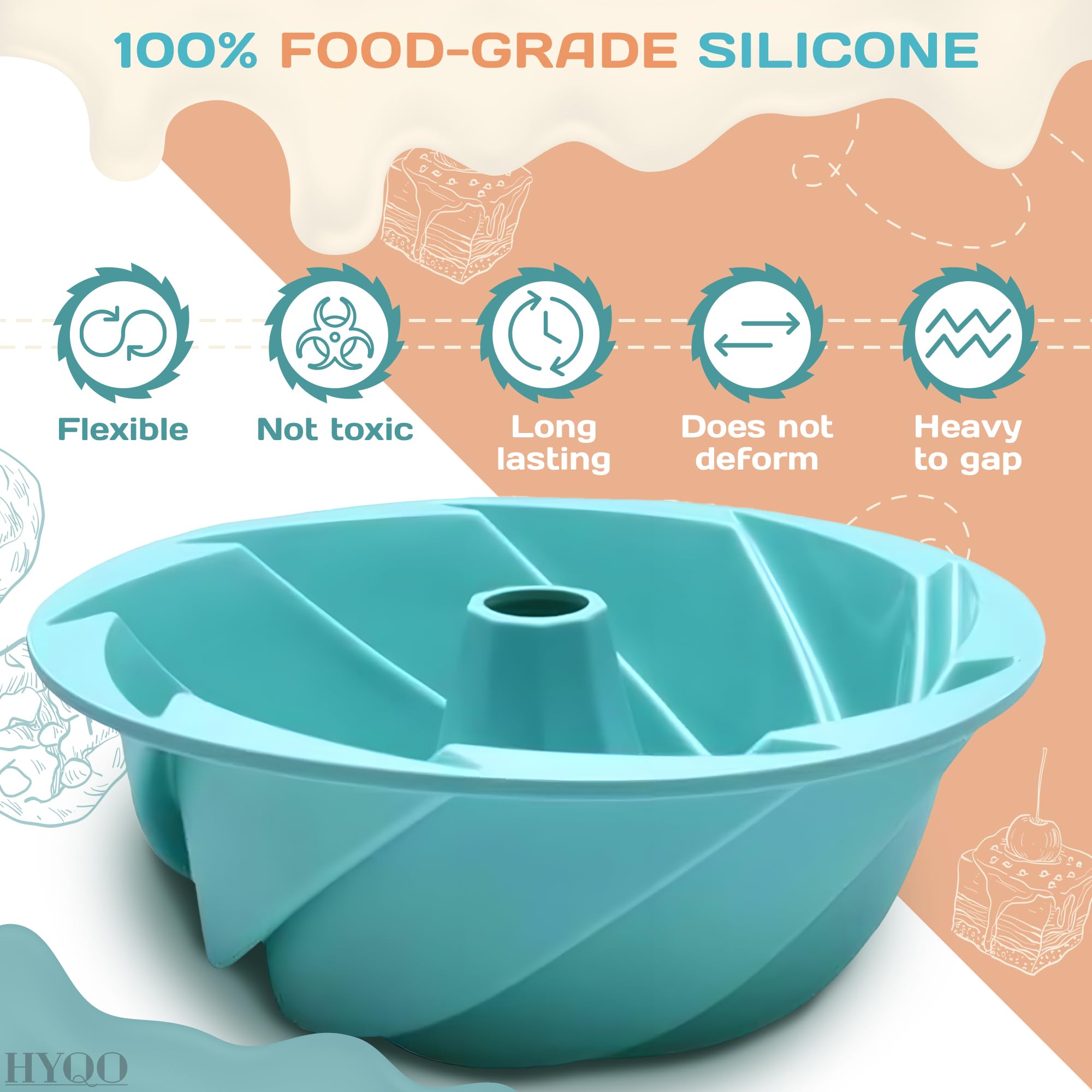 Non-Stick Silicone Bundt Cake Pan - 10 Inch Round Baking Mold for Homemade Cakes, Bread & Muffins | Dishwasher Safe & Heat Resistant | Perfect for Birthday Parties, Holiday Baking & Family Gatherings