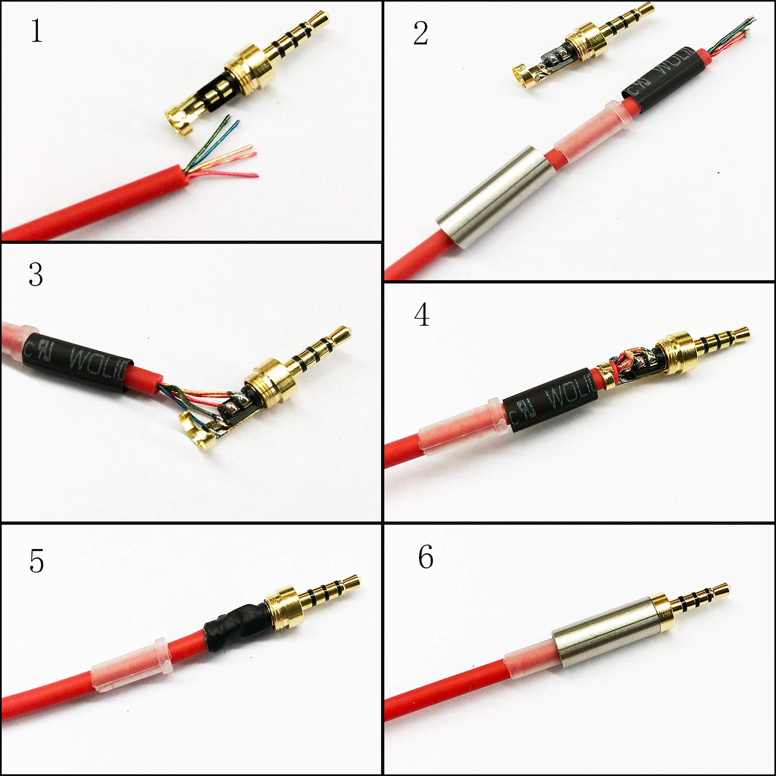 2Pcs Gold 4 Pole 2.5mm Male Headphone Jack Plug - Audio Repair Connector for Soldering Headphones, Earbuds & Headsets - Durable Metal Construction for DIY Fixes & Electronic Projects