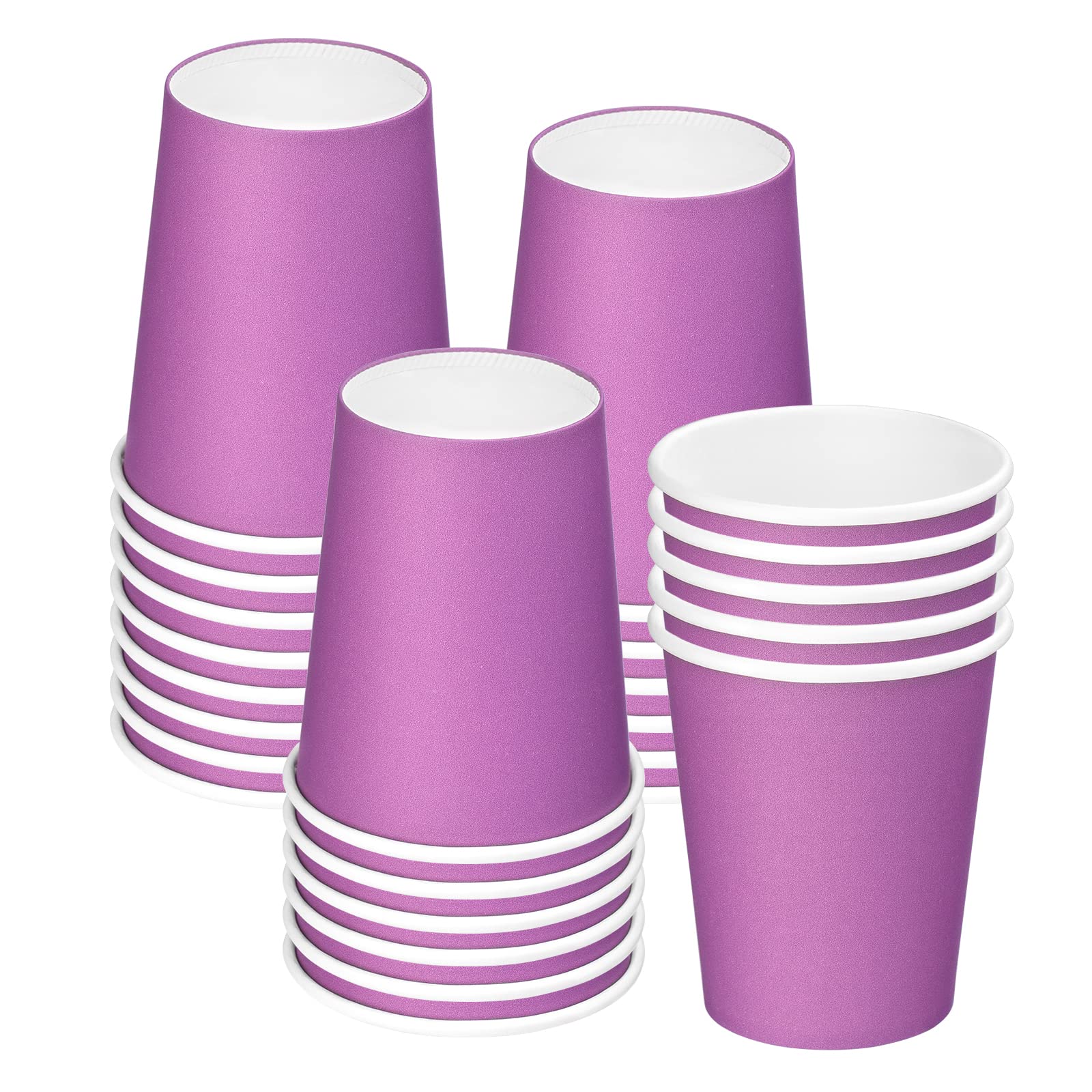 25 Pack 8oz Disposable Paper Hot Cups - Purple Coffee Cups for Hot Beverages, Perfect for Office, Home Kitchen, Coffee Shop & Party Use