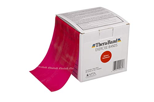 THERABAND Resistance Bands - 50 Yard Roll Professional Latex Exercise Bands for Strength Training, Physical Therapy & Home Workouts | Upper/Lower Body & Core Workouts | Pilates, Rehab & Fitness | Medium Resistance (Level 3) - Ideal for Beginners, Athletes & Physical Therapy Recovery