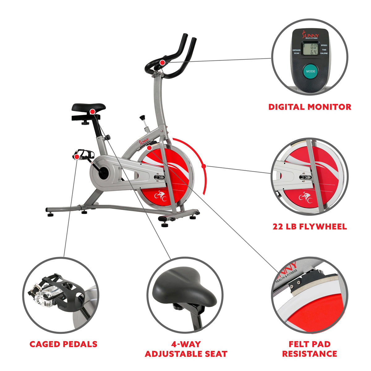 Premium Indoor Cycling Stationary Exercise Bike with Chain Drive - Perfect for Home Gym, Cardio Workouts & Spin Classes