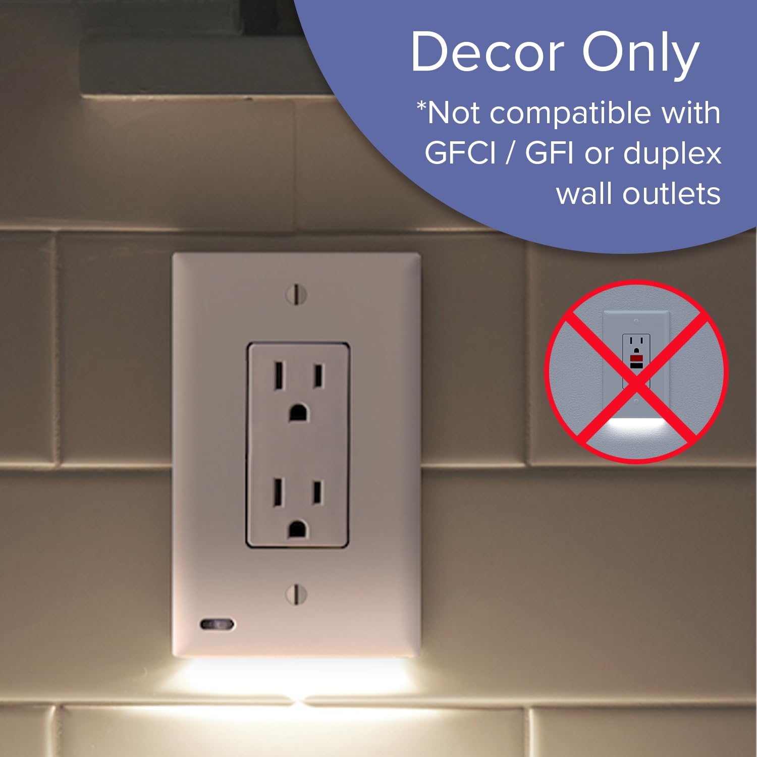 4 Pack SnapPower GuideLight 2 LED Night Light Outlet Cover - Automatic On/Off Sensor Wall Plate for Standard Decor Outlets (Not GFCI) - Ivory - Perfect for Hallways, Bedrooms & Bathrooms at Night