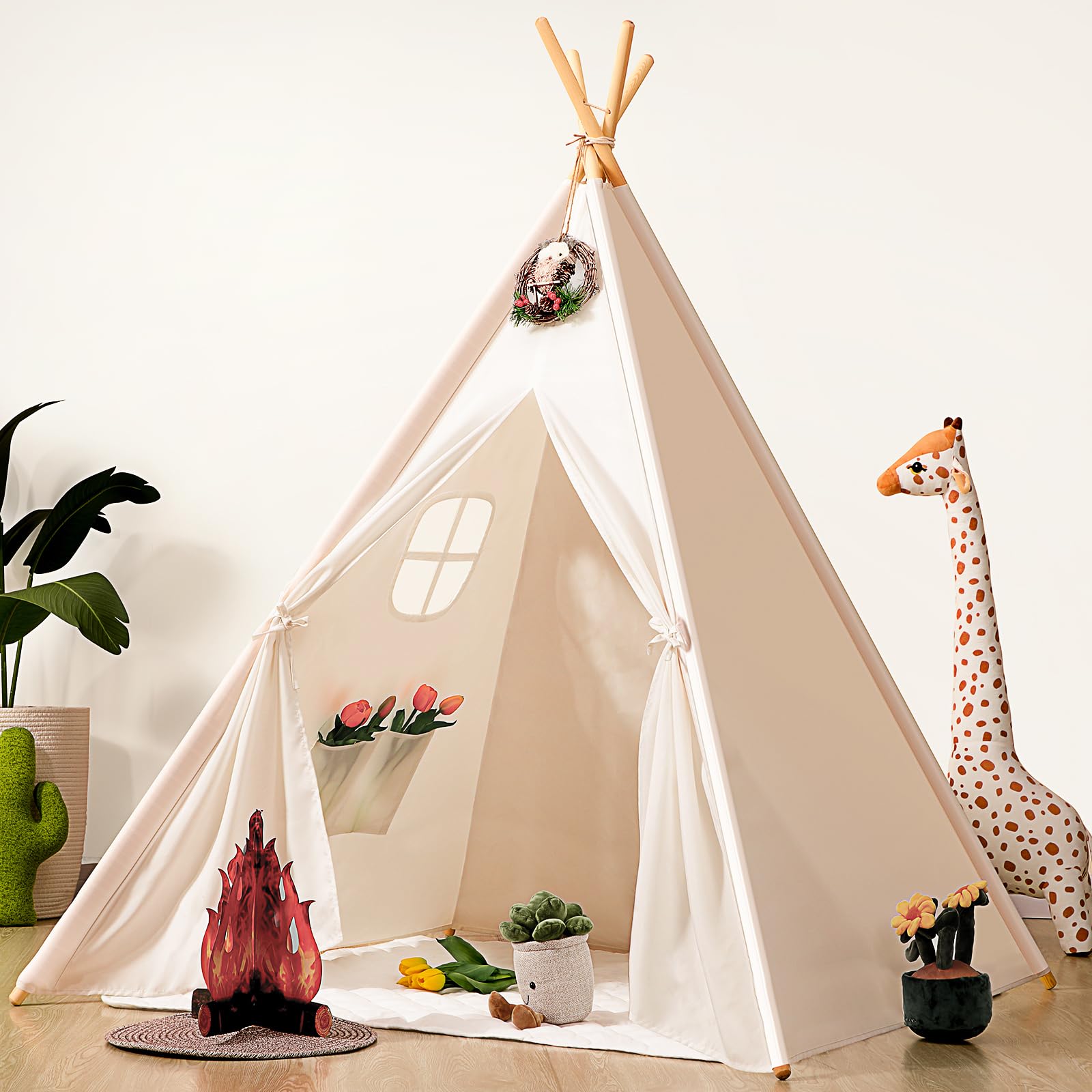 **Sumbabay Kids Teepee Tent with Lace - Indoor & Outdoor Playhouse for Toddlers, Boys & Girls - Perfect for Playtime, Reading Nook, or Birthday Gifts**