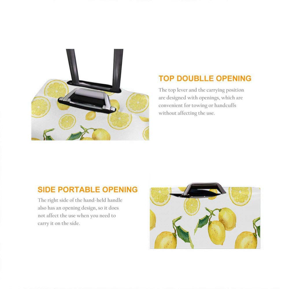 Waterproof Lemon Suitcase Cover - XL 29-32 Inch Luggage Protector with Tropical Fruit & Green Leaves Design - Perfect for Travel, Vacation, and Beach Trips