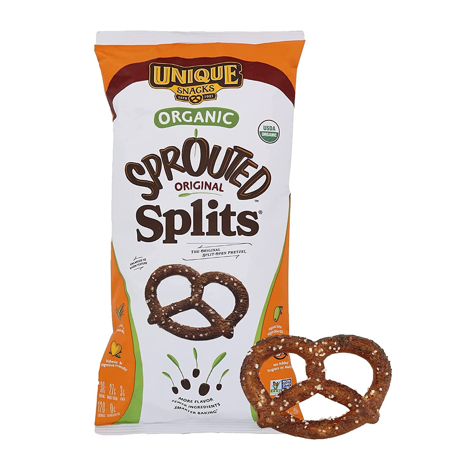 Organic Sprouted Pretzels Snacks - Non-GMO, OU Kosher Certified, No Artificial Flavors - 8oz Bags (Pack of 3) | Healthy Homestyle Baked Treat for Lunchboxes, Parties & On-the-Go Snacking