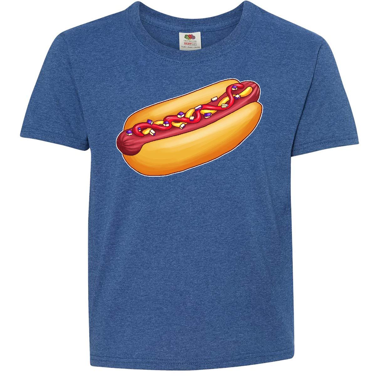 Inktastic Hot Dog Graphic T-Shirt for Youth - Fun Mustard, Onions & Ketchup Design - Comfortable Cotton Tee for Casual Wear, School, and Summer Outings