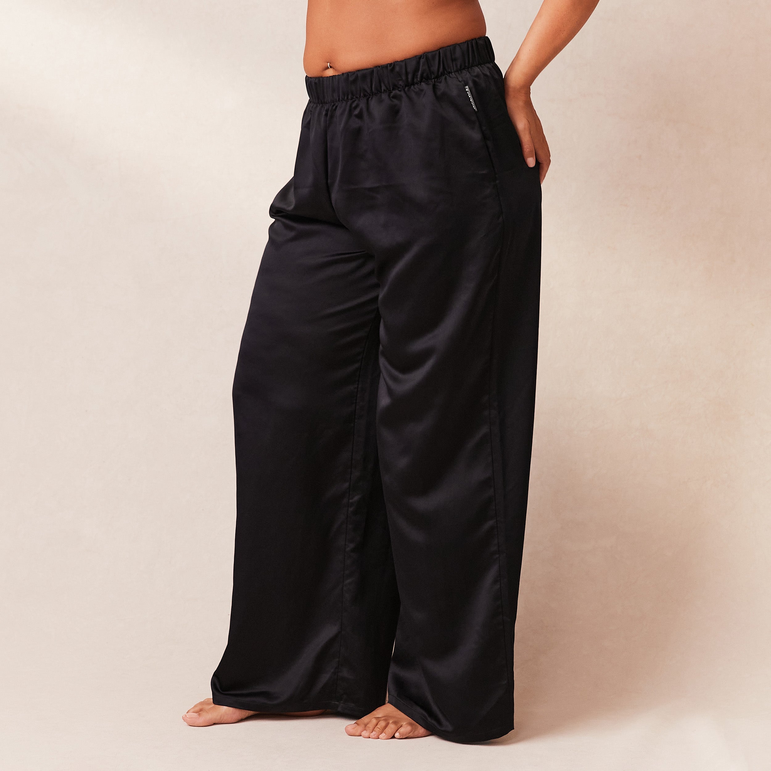Classic Black Satin Pyjama Pants for Women - Soft & Comfortable Sleepwear for Lounge & Bedtime