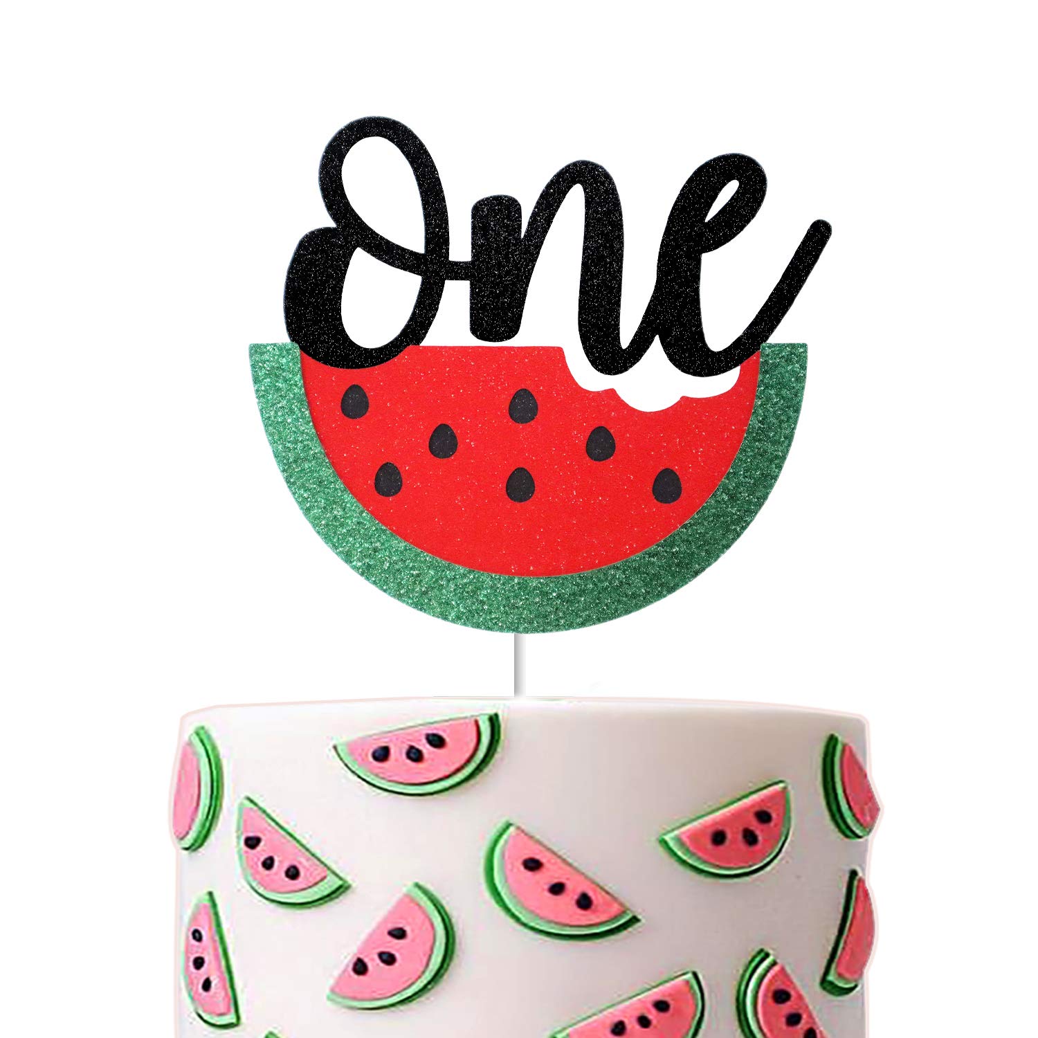One in a Melon Cake Topper - Watermelon First Birthday Decor for Summer Tutti Frutti Hawaiian Themed Party | Perfect for 1st Birthday Cakes, Dessert Tables & Tropical Celebrations