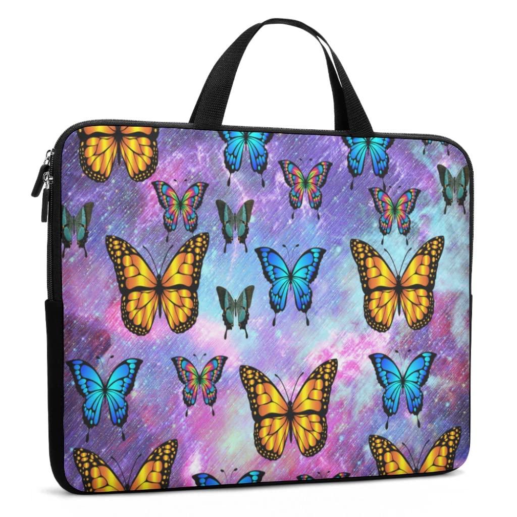 Waterproof Neoprene Butterfly Tie Dye Laptop Sleeve Case for 10/12/13/15/17 Inch MacBook Pro - Shockproof Protective Cover for Travel, School & Office (White, 10 Inch)