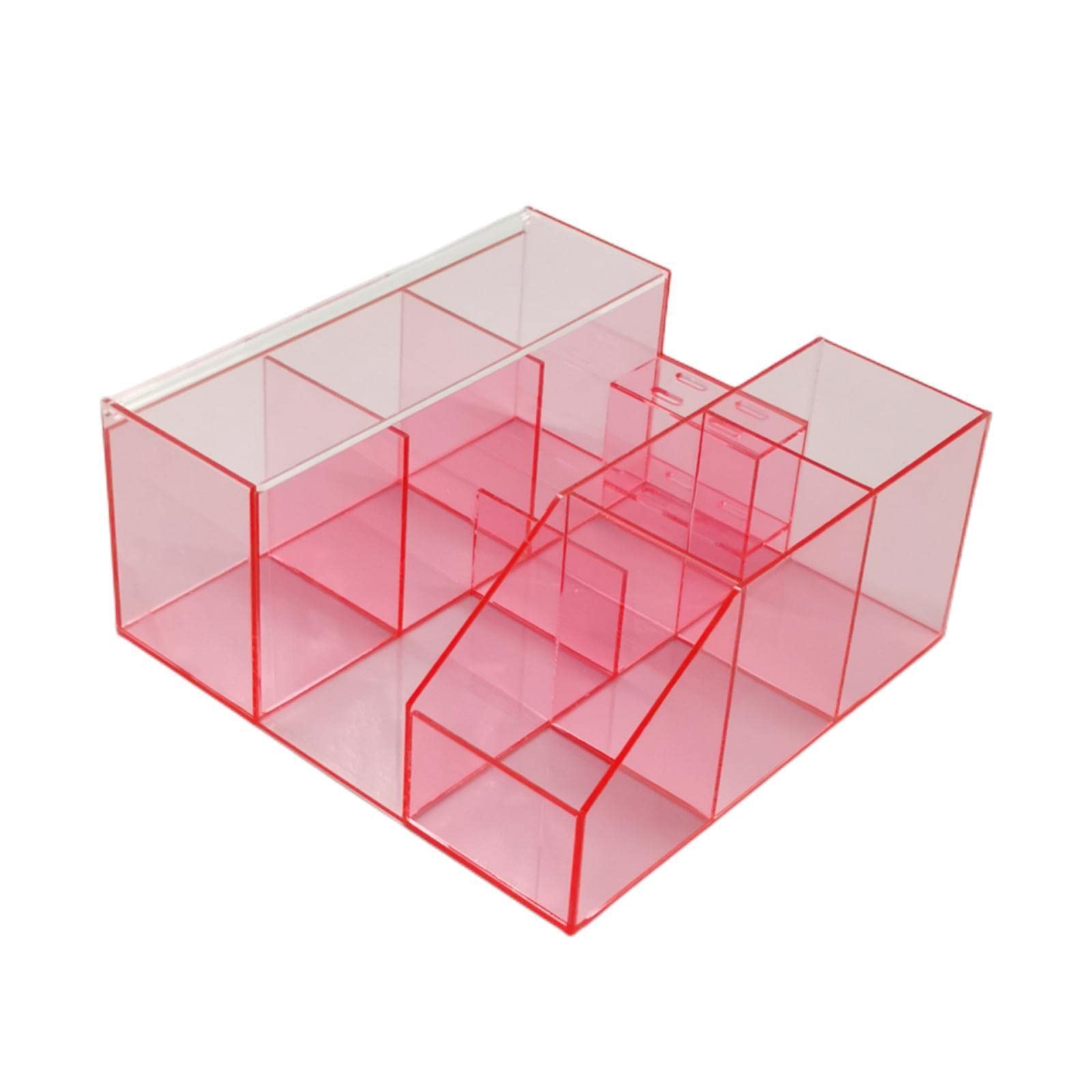 Acrylic Eyelash Extension Organizer with Tweezers Holder - Transparent Pink Beauty Tool Storage Box for Lash Artists & Home Salons | Perfect for Professional Lash Techs & DIY Beauty Enthusiasts