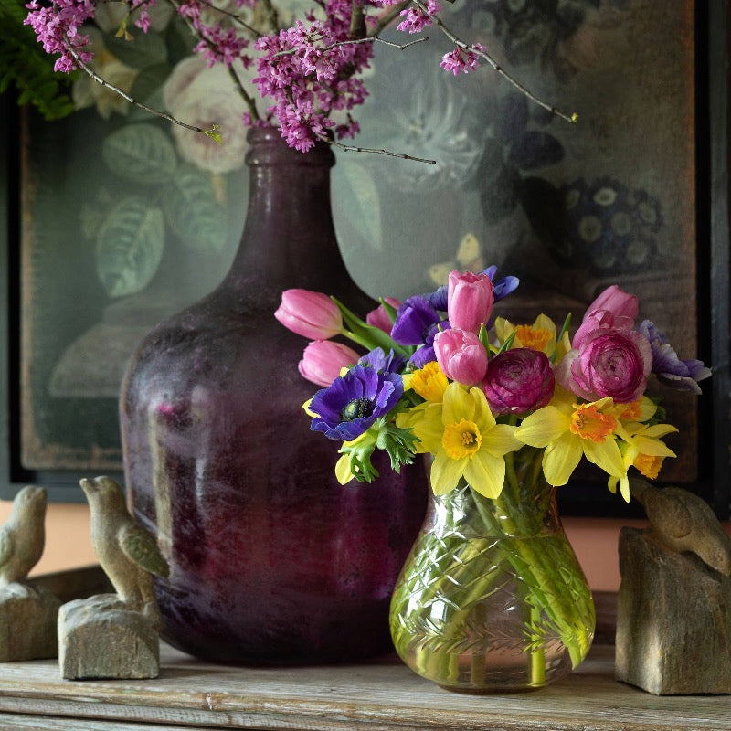 Frosted Cranberry Glass Bottle Vase - Elegant Home Decor for Centerpieces, Wedding Decorations & Holiday Table Settings