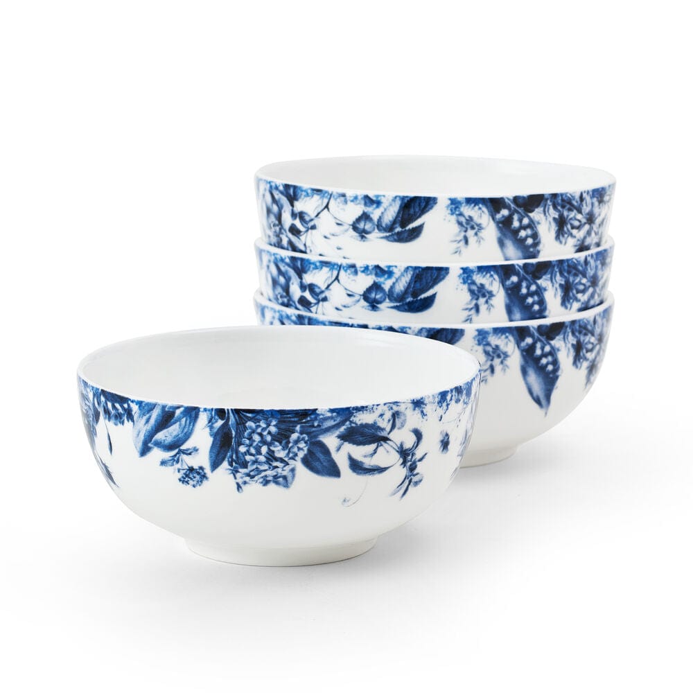 Pippa Blue Set of 4 Fruit Bowls - Colorful Ceramic Serving Bowls for Snacks, Salads, Desserts | Perfect for Kitchen, Dining Table & Party Serving