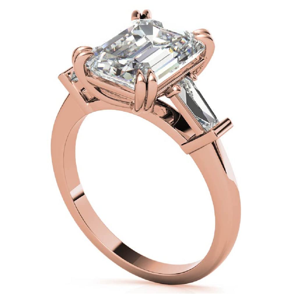 10K Solid Rose Gold Handmade Engagement Ring - 2.0 CT Emerald Cut Moissanite Diamond Solitaire Wedding Band for Women - Perfect for Proposals, Anniversaries & Bridal Jewelry Sets