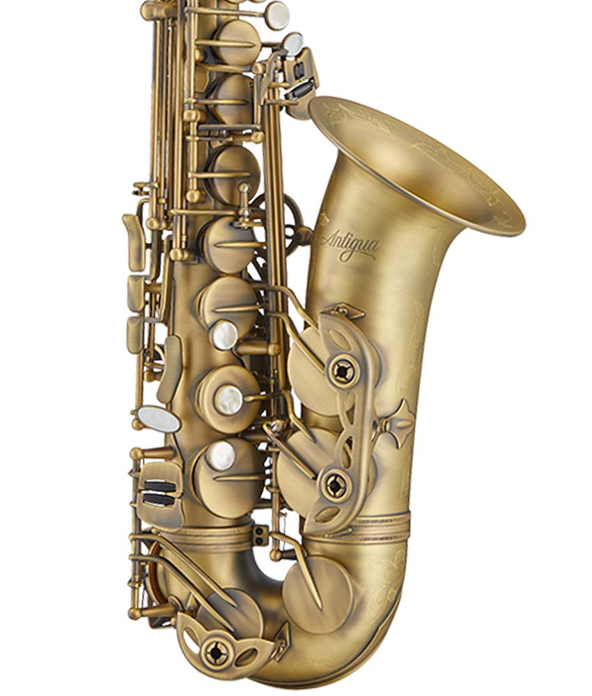 Antigua Winds AS4248AQ PowerBell Professional Alto Saxophone with Antique Finish - Perfect for Jazz, Concert & Marching Band Performances