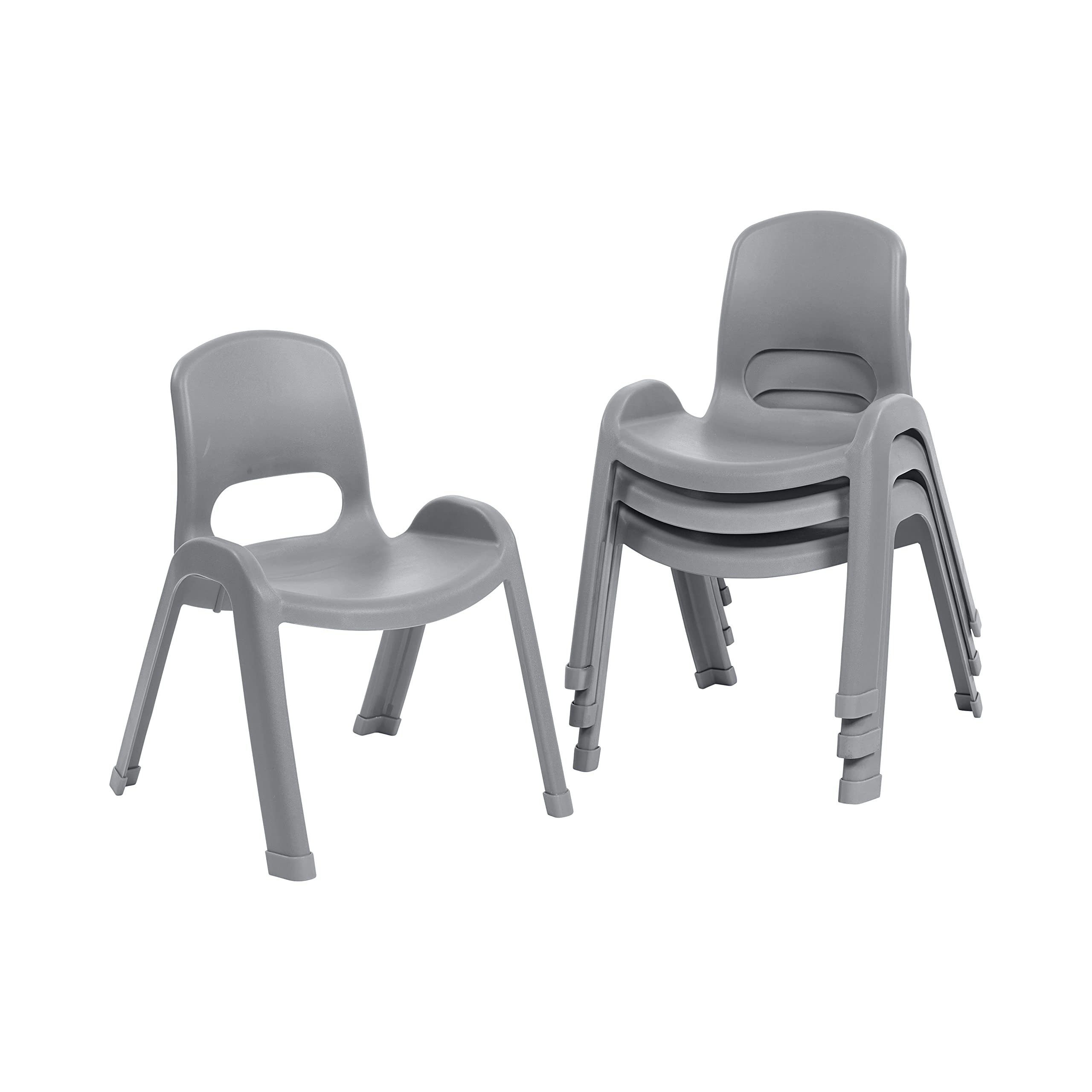 ECR4Kids SitRight Classroom Chairs - 4-Pack Grey Stackable Student Chairs for School, Daycare & Home Learning - Ergonomic Kids Seating Solution